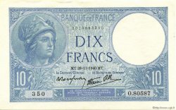 10 Francs MINERVE modifié FRANCIA  1940 F.07.22 SC+
