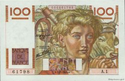 100 Francs JEUNE PAYSAN FRANCE  1945 F.28.01A1 UNC