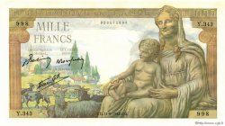 1000 Francs DÉESSE DÉMÉTER FRANCE  1942 F.40.02 UNC
