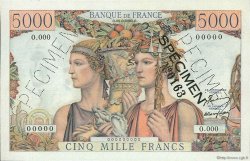 5000 Francs TERRE ET MER FRANCE  1949 F.48.01Spn UNC