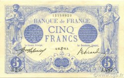 5 Francs BLEU FRANKREICH  1912 F.02.06 fST+