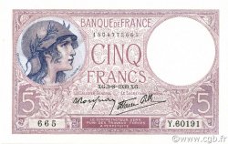 5 Francs FEMME CASQUÉE modifié FRANCE  1939 F.04.04 UNC