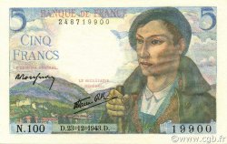 5 Francs BERGER FRANCE  1943 F.05.05 UNC