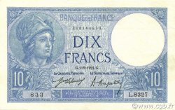 10 Francs MINERVE FRANCE  1921 F.06.05 XF-