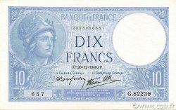 10 Francs MINERVE modifié FRANCIA  1940 F.07.25 SC+
