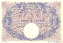 50 Francs BLEU ET ROSE FRANCE  1917 F.14.30 XF