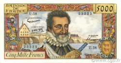 5000 Francs HENRI IV FRANCIA  1958 F.49.07 q.FDC