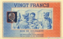20 Francs BON DE SOLIDARITÉ FRANCE regionalism and miscellaneous  1941 KL.08 UNC-