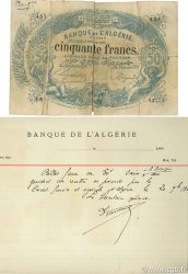50 Francs ALGERIA  1880 P.017x VG