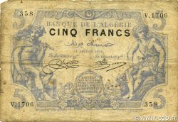 5 Francs ALGERIA  1919 P.071b q.MB