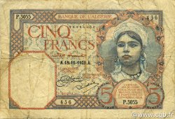 5 Francs ALGÉRIE  1928 P.077a TB