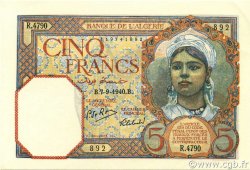 5 Francs ALGERIA  1940 P.077a UNC-
