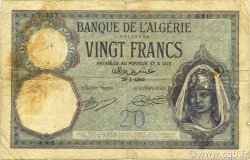 20 Francs ALGERIA  1915 P.078a MB