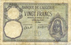 20 Francs ALGERIEN  1941 P.078c S
