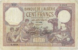 100 Francs ALGERIA  1932 P.081b MB