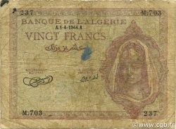 20 Francs ALGERIA  1944 P.092a G