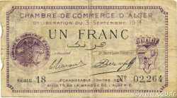 1 Franc ALGERIA Alger 1914 JP.137.01 BB