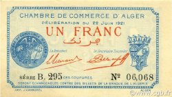 1 Franc ALGERIA Alger 1921 JP.137.20 SPL a AU