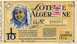 1/10 Loterie ALGERIA  1940 P.-- XF