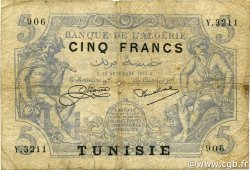 5 Francs TUNISIA  1924 P.01 q.MB