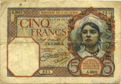 5 Francs TUNISIA  1925 P.08a F+