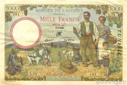 1000 Francs TUNISIA  1941 P.20a VF