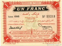 1 Franc TUNISIA  1918 P.36e XF