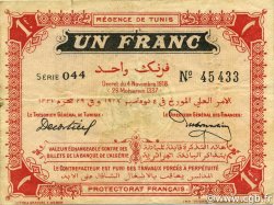 1 Franc TUNISIA  1918 P.43 BB