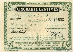 50 Centimes TUNISIA  1919 P.45b q.FDC