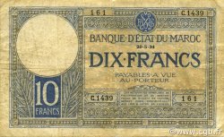 10 Francs MOROCCO  1931 P.17a VG