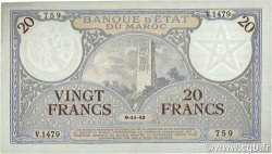 20 Francs MAROKKO  1942 P.18b VZ