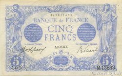 5 Francs BLEU FRANCIA  1916 F.02.43 BB to SPL
