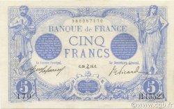 5 Francs BLEU FRANCIA  1916 F.02.46 SPL+