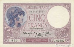 5 Francs FEMME CASQUÉE modifié FRANKREICH  1939 F.04.09 ST