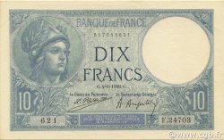 10 Francs MINERVE FRANCIA  1926 F.06.10 q.FDC