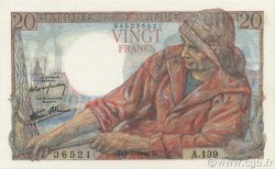 20 Francs PÊCHEUR FRANCE  1945 F.13.10 UNC-