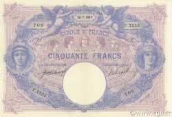 50 Francs BLEU ET ROSE FRANCE  1917 F.14.30 XF+