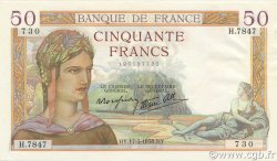 50 Francs CÉRÈS modifié FRANCE  1938 F.18.10 AU