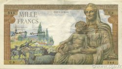 1000 Francs DÉESSE DÉMÉTER Petit numéro FRANKREICH  1942 F.40.01 fVZ