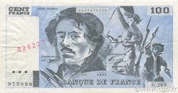100 Francs DELACROIX 442-1 & 442-2 FRANKREICH  1994 F.69ter.01b VZ