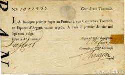 100 Livres Tournois typographié FRANCE  1720 Laf.090 VF
