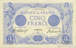 5 Francs BLEU FRANKREICH  1912 F.02.11 VZ+