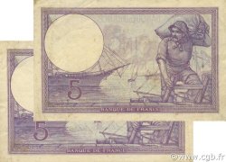 5 Francs FEMME CASQUÉE Consécutifs FRANCIA  1918 F.03.02 EBC