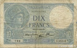 10 Francs MINERVE modifié FRANCIA  1942 F.07.31 B a MB
