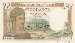 50 Francs CÉRÈS FRANKREICH  1937 F.17.36 VZ to fST