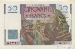 50 Francs LE VERRIER FRANCIA  1951 F.20.18 q.AU