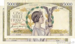 5000 Francs VICTOIRE Impression à plat Consécutifs FRANCE  1943 F.46.49 pr.SPL