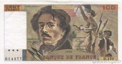 100 Francs DELACROIX imprimé en continu FRANCE  1991 F.69bis.03a1a XF+