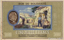 5000 Francs BON DE SOLIDARITÉ Annulé FRANCE regionalism and various  1941 KL.13As XF+
