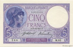 5 Francs FEMME CASQUÉE FRANCE  1917 F.03.01 UNC